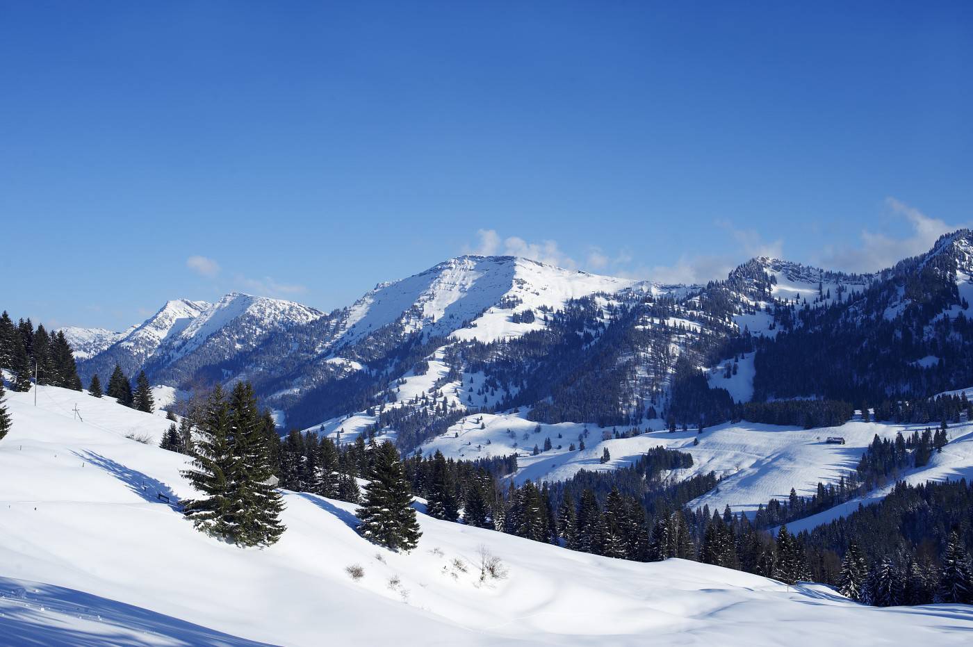 Blick auf die Allgäuer Alpen im Winter